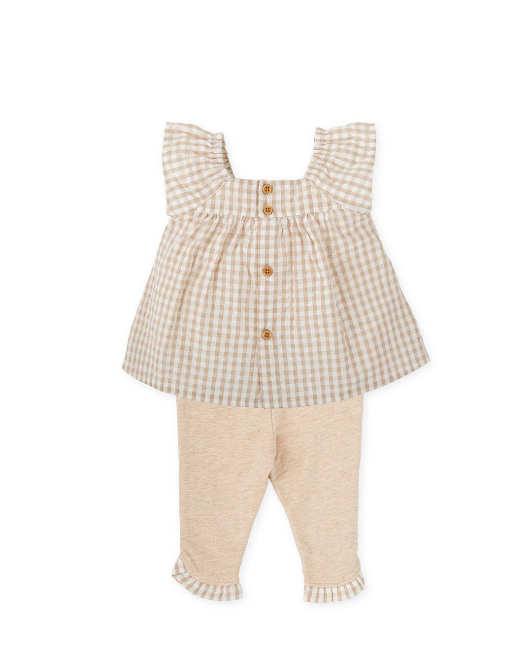 SAND VICHY BLOUSE AND LEGGINGS SET FOR BABY GIRL