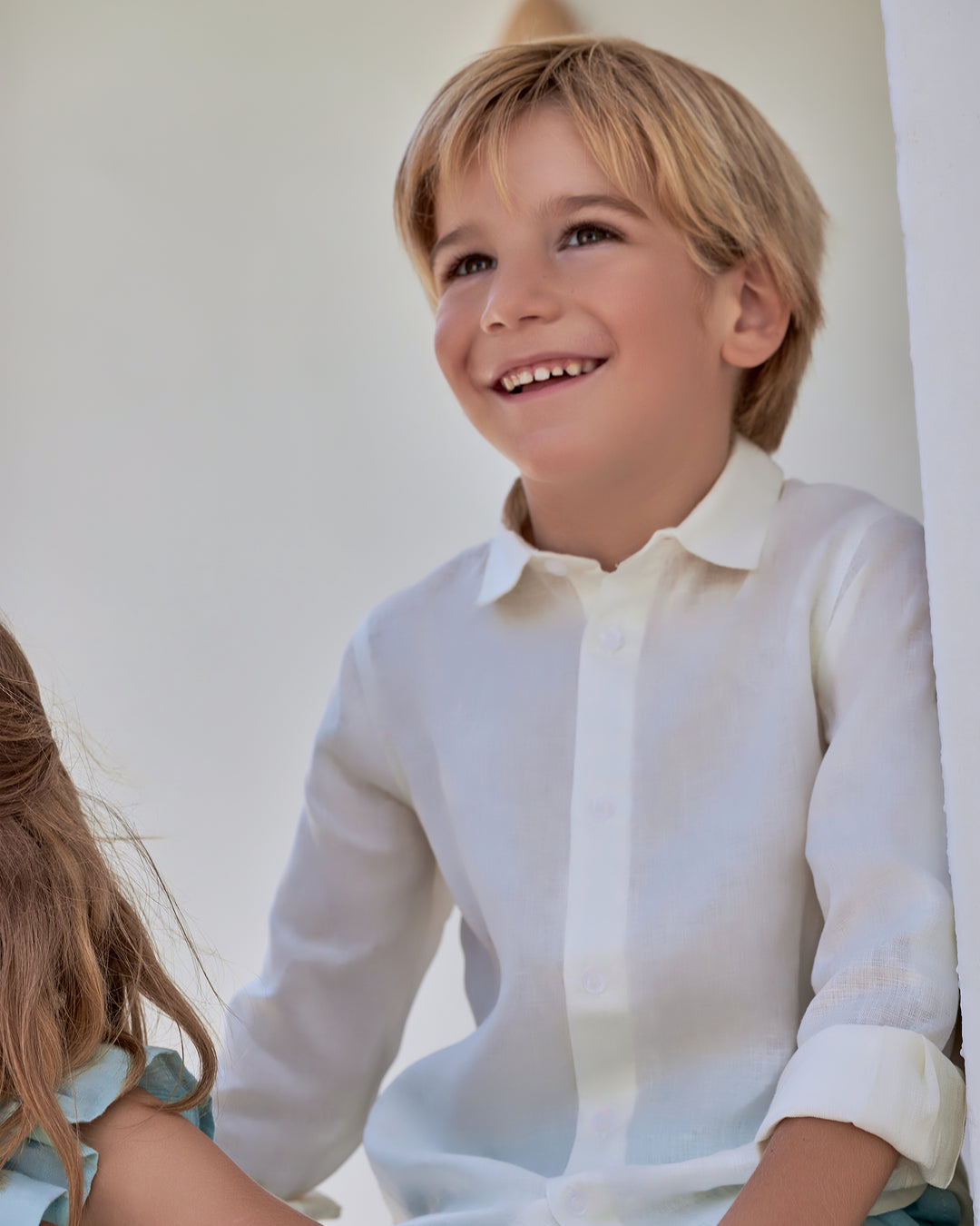 WHITE LINEN SHIRT OFF WHITE FOR BOY