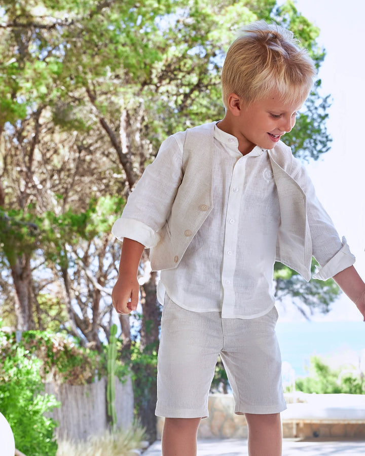 SAND LINEN BERMUDA SHORTS FOR BOY