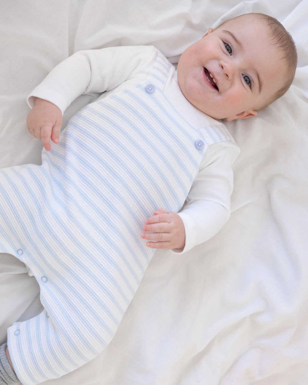 SKY BLUE STRIPED ROMPER BABY BOY 