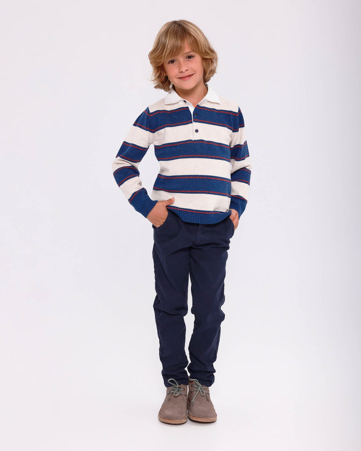 PANTALONI IN SARJA BLU MARINO PER BAMBINO