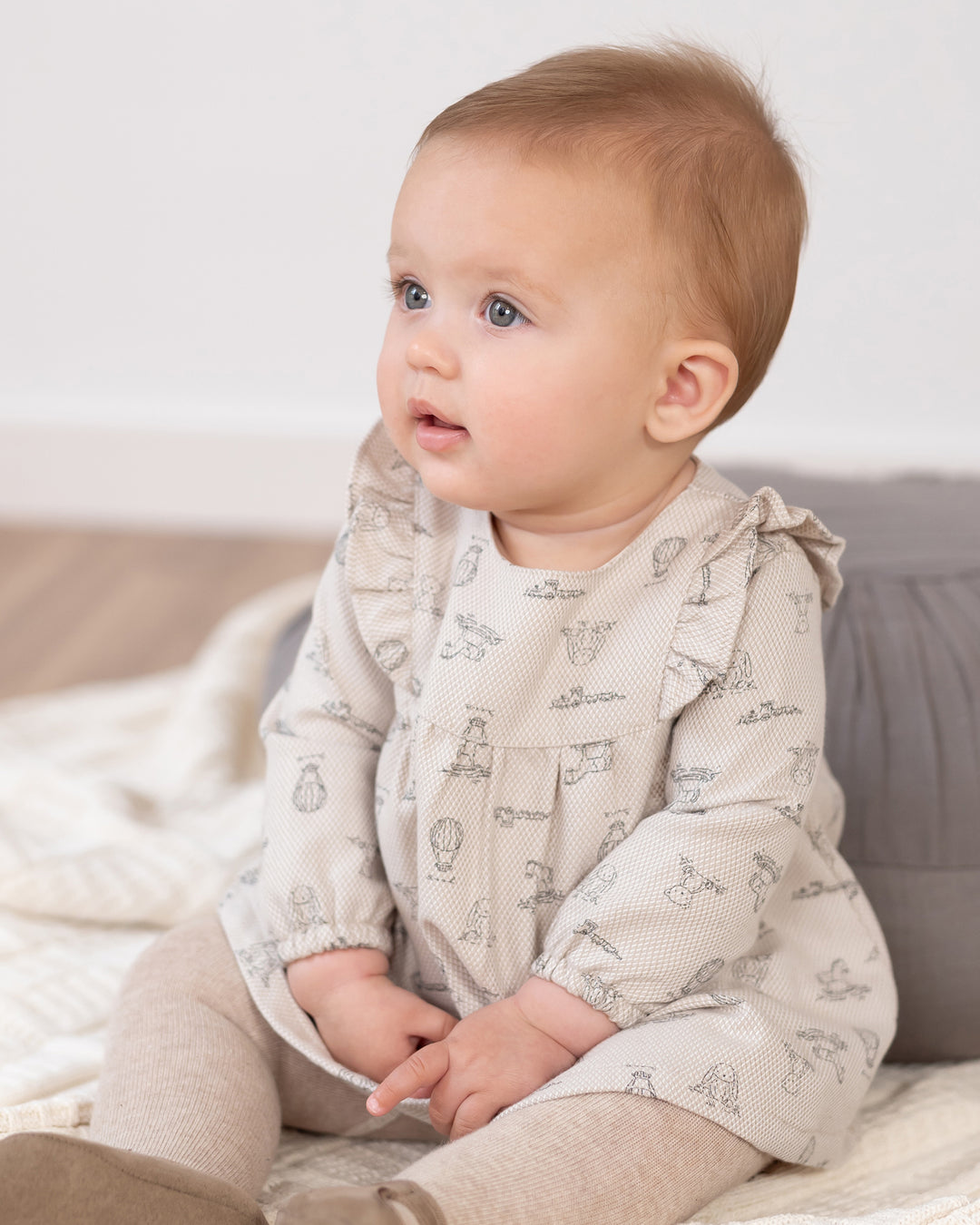 SAND PRINTED DRESS WITH TIGHTS BABY GIRL