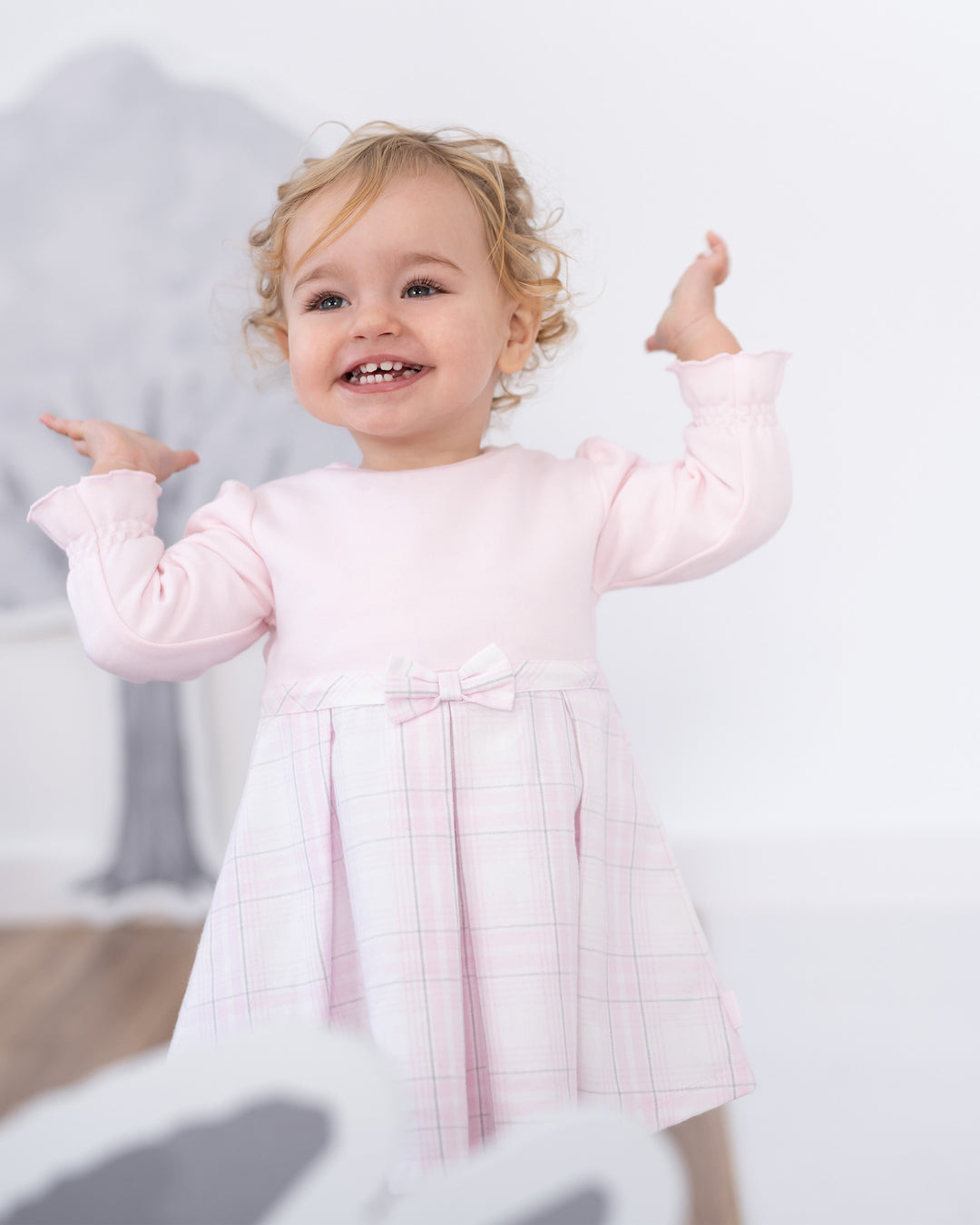 VESTIDO CUADROS ROSA CON LEOTARDOS NIÑA