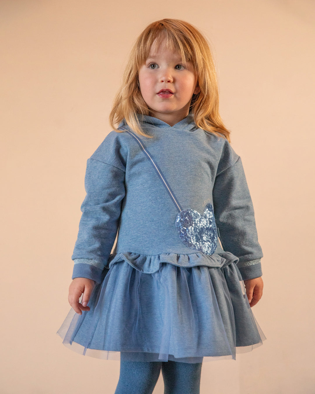 ATLANTIC BLUE HOODED DRESS WITH TIGHTS GIRL