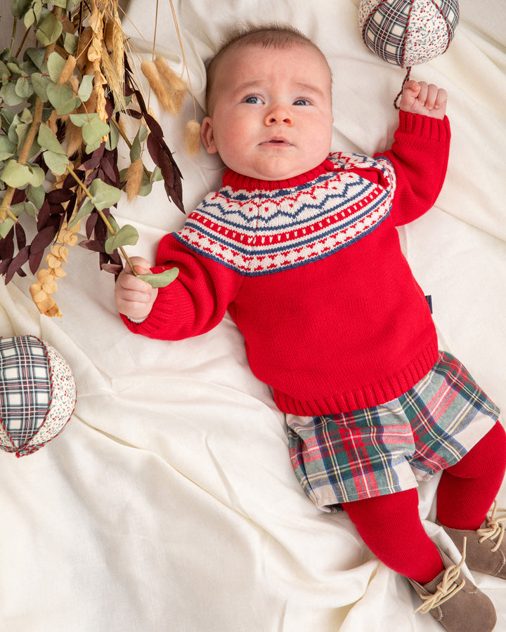 BLOOMER A QUADRI BLU MARINO CON COLLANT DA NEONATO