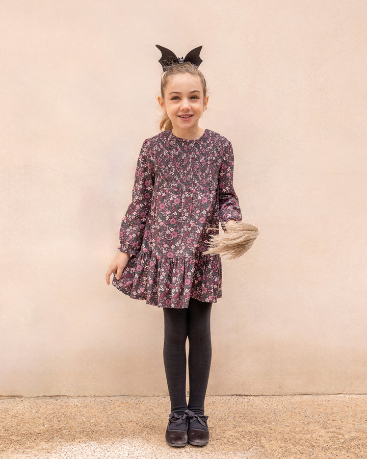 ANTRACITE PRINTED DRESS WITH TIGHTS GIRL