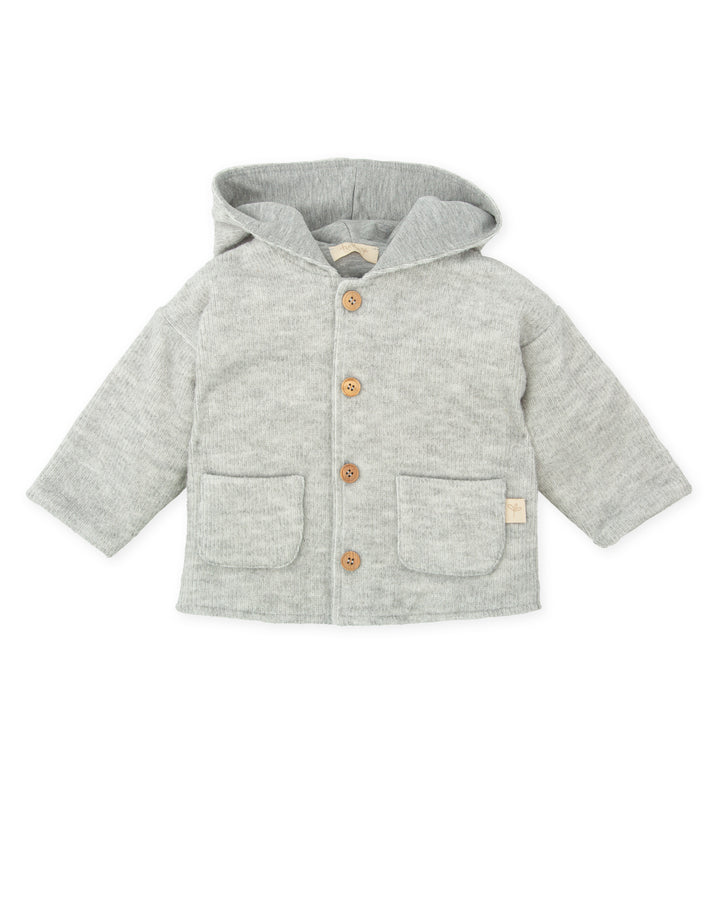 CHAQUETÓN CON CAPUCHA GRIS BEBÉ