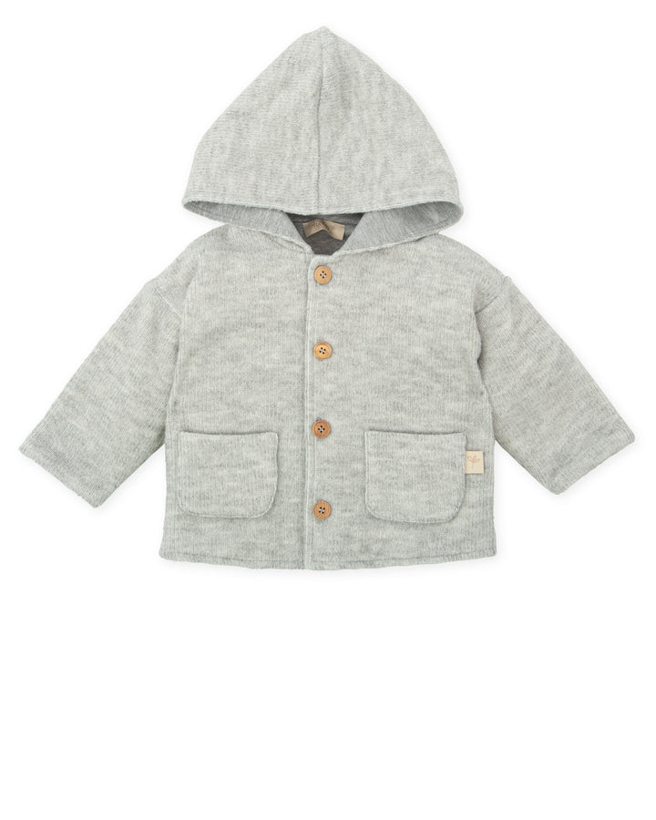 CHAQUETÓN CON CAPUCHA GRIS BEBÉ