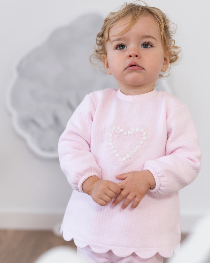 SET 2 PEZZI. CUORE TULLO ROSA BAMBINA