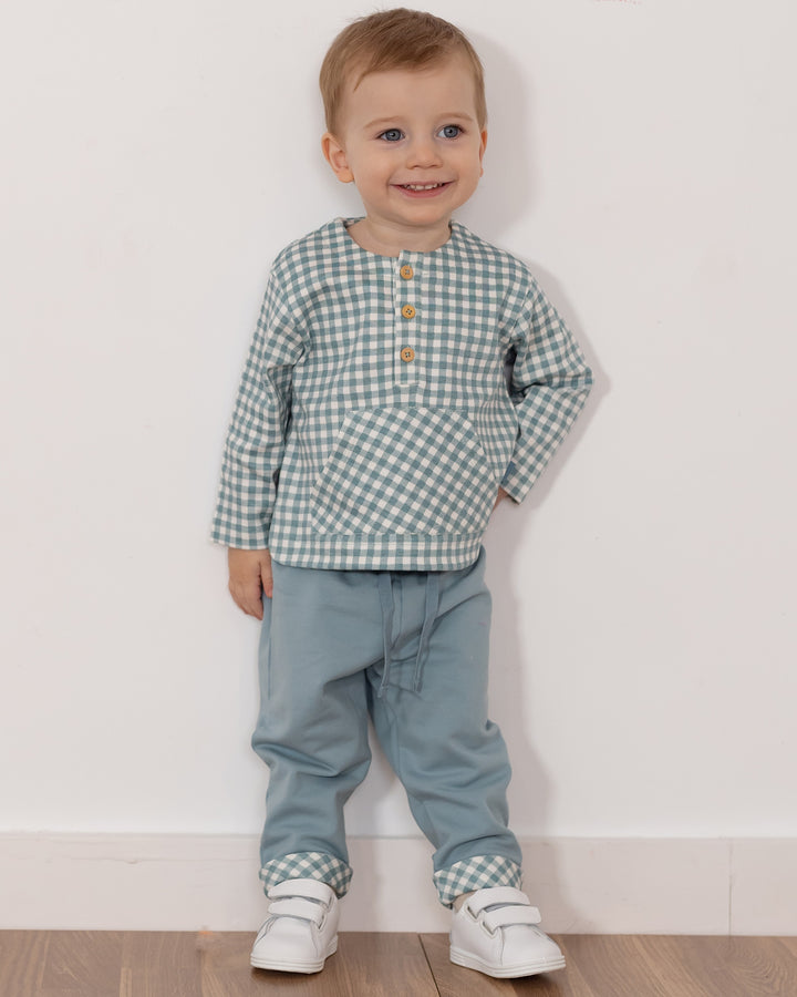 GREEN CHECKERED TWO-PIECE SET BOY