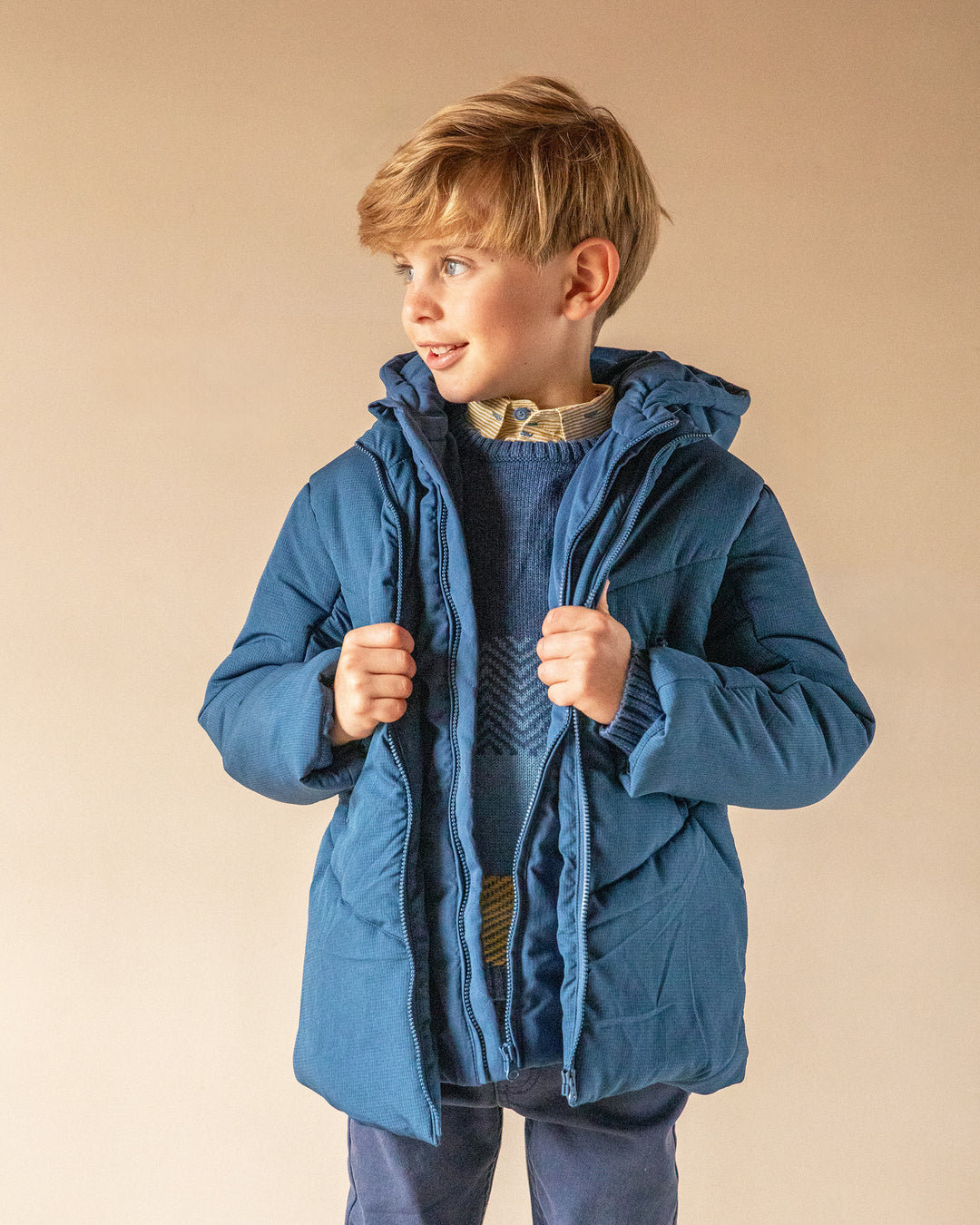 NAVY BLUE HOODED PARKA BOY