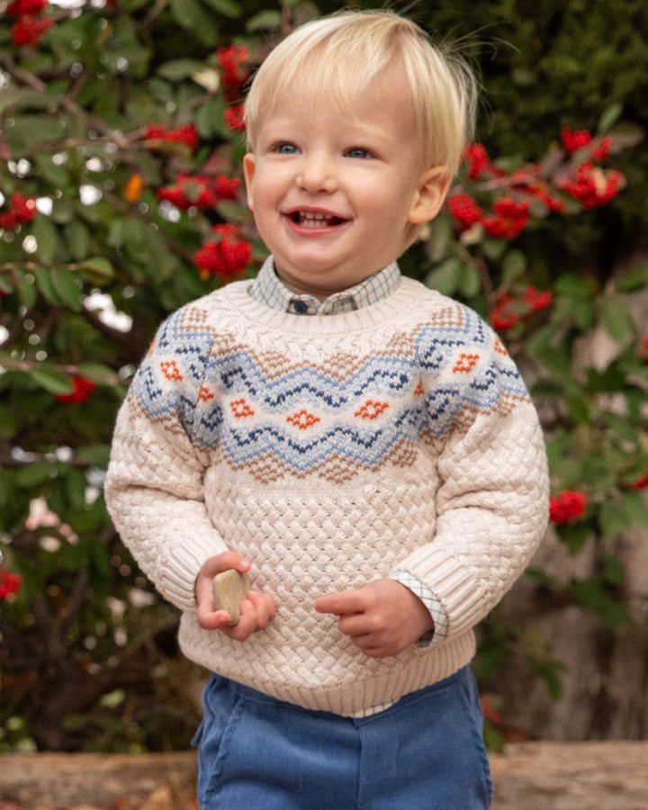 ECRU BORDER KNITTED JUMPER BOY