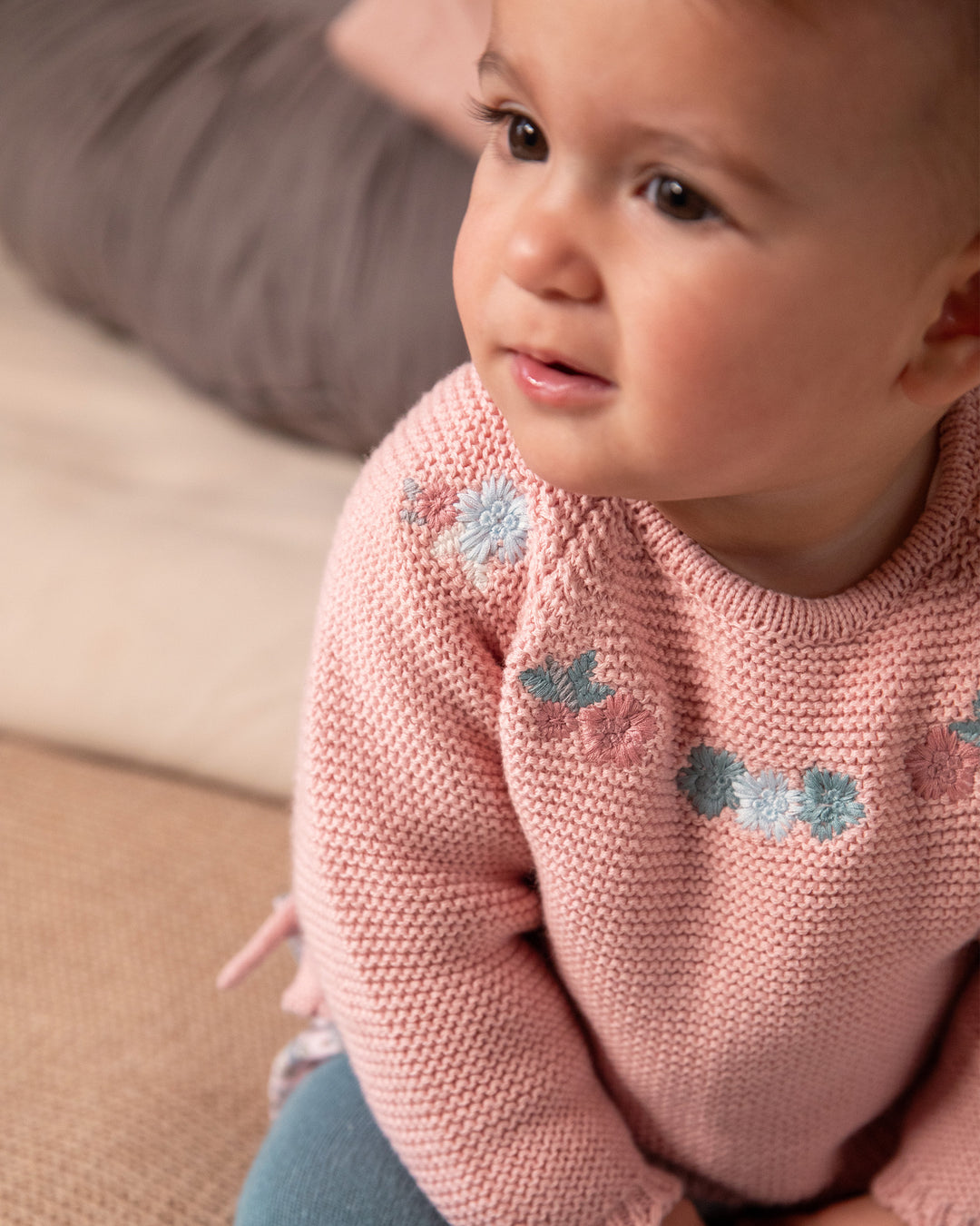 PETAL FLOWER EMBROIDERED KNITTED JUMPER GIRL