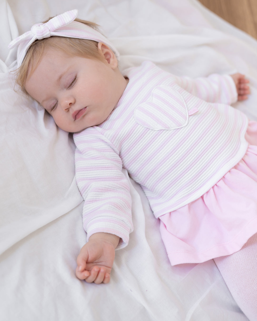 PINK STRIPED DRESS WITH TIGHTS BABY GIRL