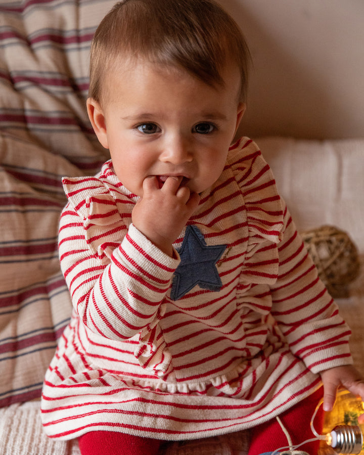 RED STRIPED DRESS WITH TIGHTS BABY GIRL 