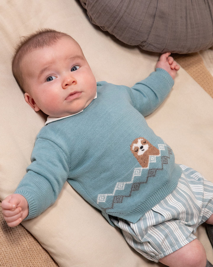 SEA GREEN KNITTED JUMPER BOY