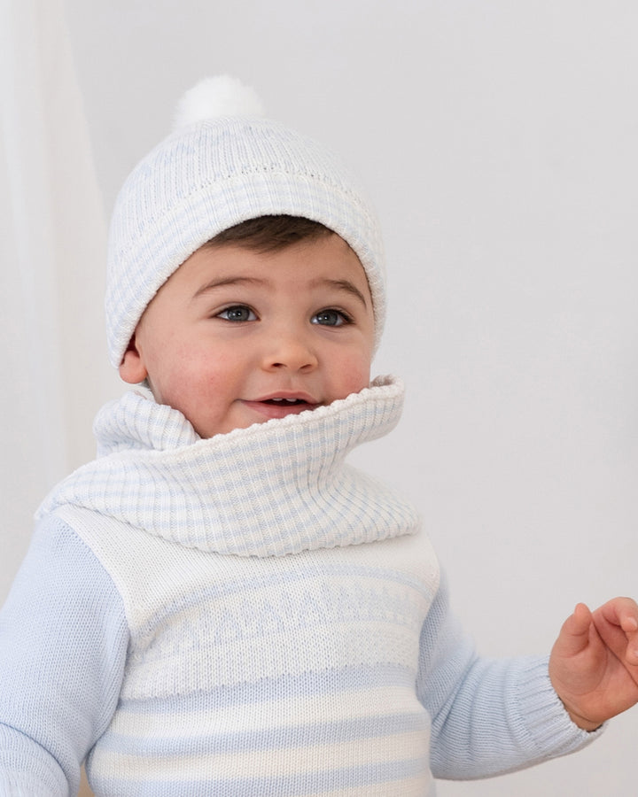 CONJUNTO GORRO Y BUFANDA AZUL CIELO BEBÉ