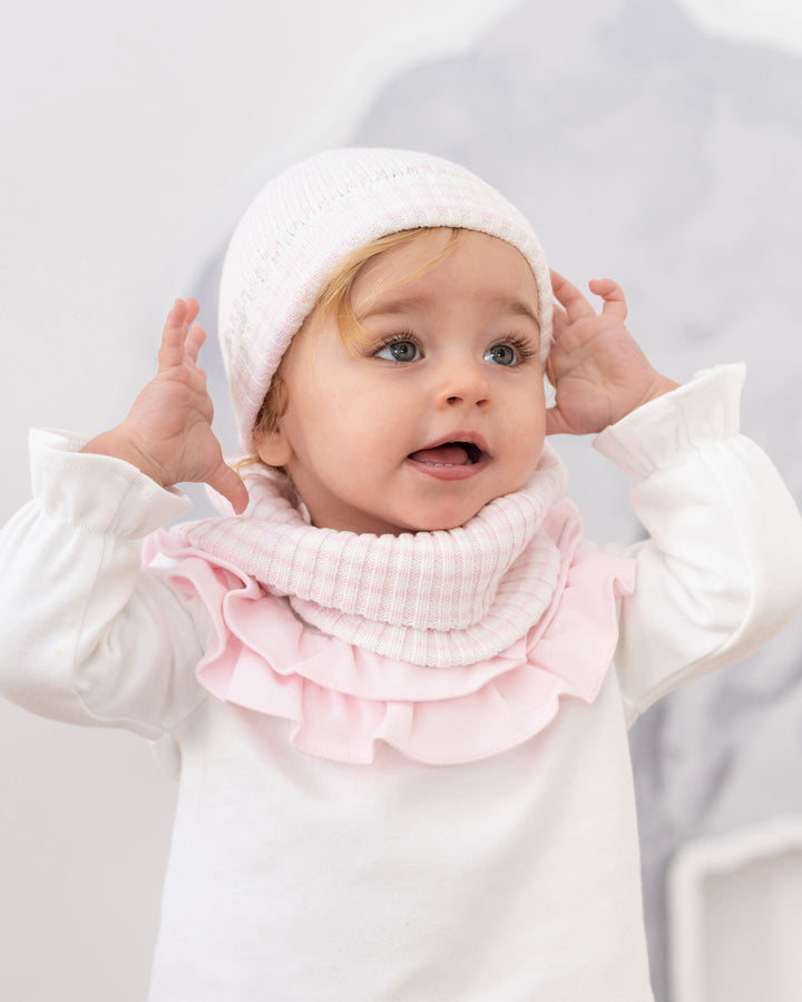 SET CAPPELLO E SCIARPA ROSA NEONATA